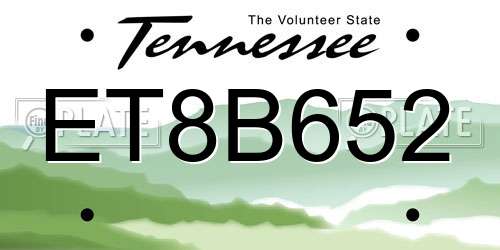 ET8B652 Tennessee License Plate