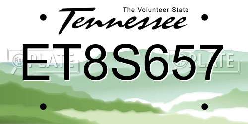 ET8S657 Tennessee License Plate