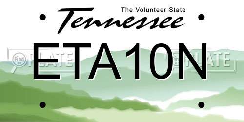ETA10N Tennessee License Plate