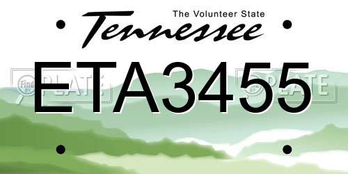 ETA3455 Tennessee License Plate