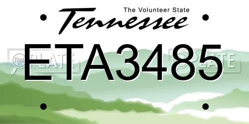 ETA3485 Tennessee License Plate