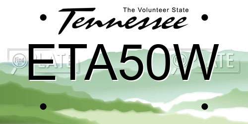 ETA50W Tennessee License Plate