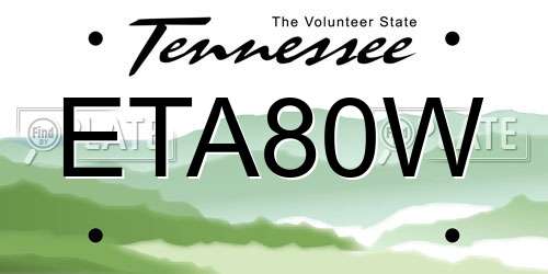 ETA80W Tennessee License Plate
