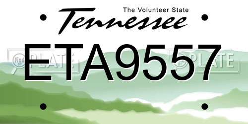 ETA9557 Tennessee License Plate