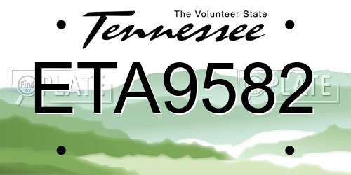 ETA9582 Tennessee License Plate