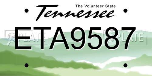 ETA9587 Tennessee License Plate