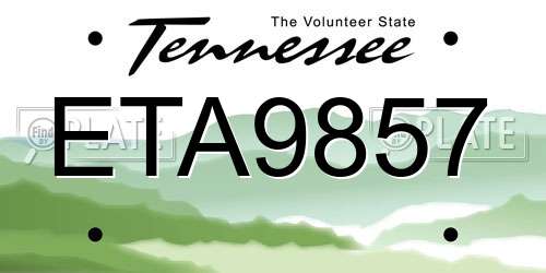 ETA9857 Tennessee License Plate