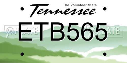 ETB565 Tennessee License Plate