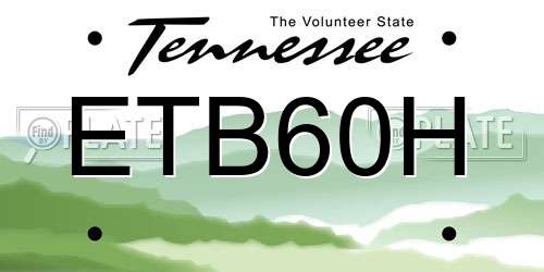 ETB60H Tennessee License Plate