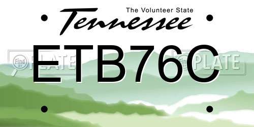 ETB76C Tennessee License Plate