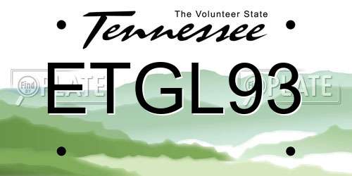ETGL93 Tennessee License Plate