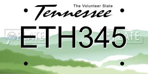 ETH345 Tennessee License Plate