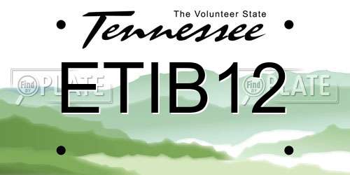 ETIB12 Tennessee License Plate
