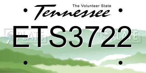 ETS3722 Tennessee License Plate