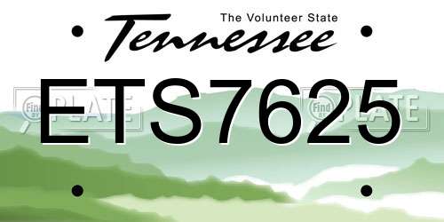 ETS7625 Tennessee License Plate