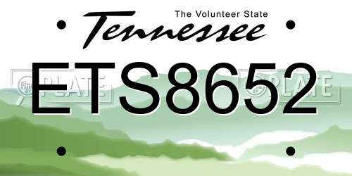 ETS8652 Tennessee License Plate