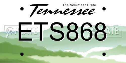ETS868 Tennessee License Plate