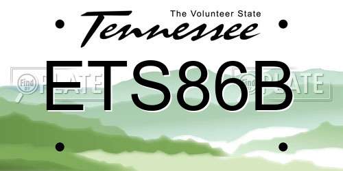 ETS86B Tennessee License Plate