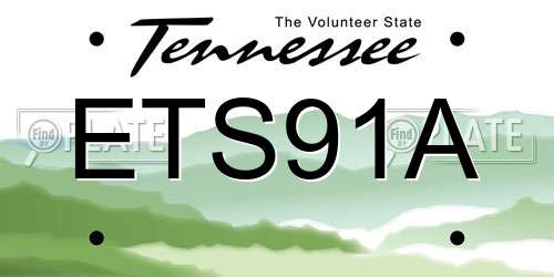 ETS91A Tennessee License Plate