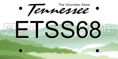 ETSS68 Tennessee License Plate