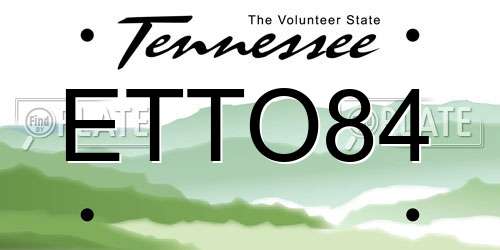 ETTO84 Tennessee License Plate