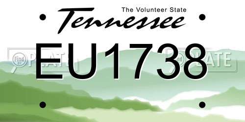 EU1738 Tennessee License Plate