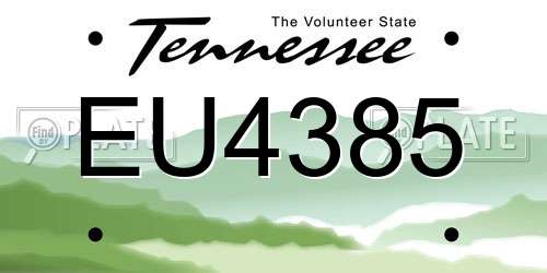 EU4385 Tennessee License Plate