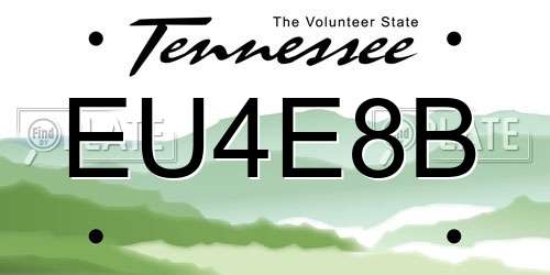 EU4E8B Tennessee License Plate