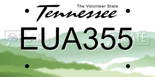 EUA355 Tennessee License Plate