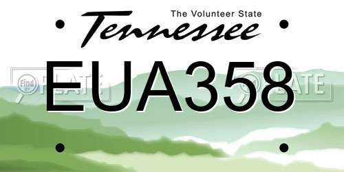 EUA358 Tennessee License Plate