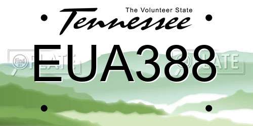 EUA388 Tennessee License Plate