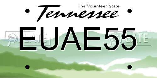 EUAE55 Tennessee License Plate