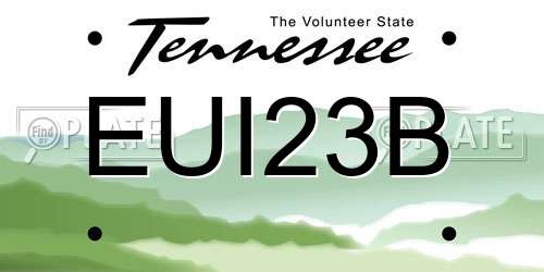EUI23B Tennessee License Plate