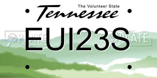 EUI23S Tennessee License Plate