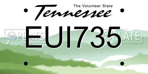 EUI735 Tennessee License Plate