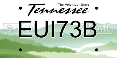 EUI73B Tennessee License Plate