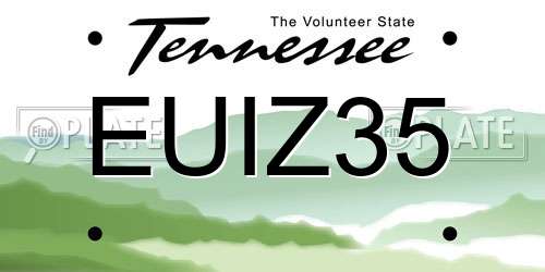 EUIZ35 Tennessee License Plate