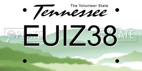 EUIZ38 Tennessee License Plate