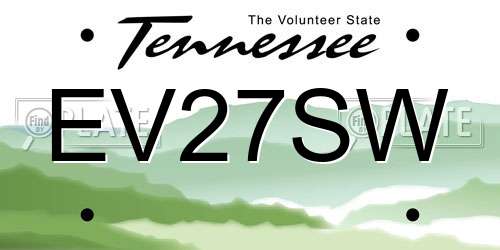 EV27SW Tennessee License Plate