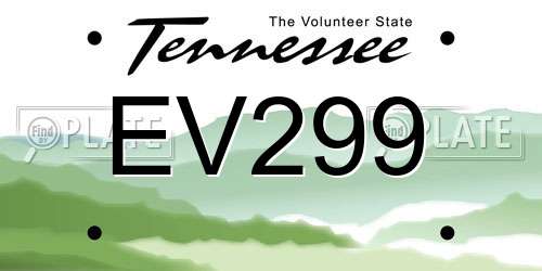 EV299 Tennessee License Plate