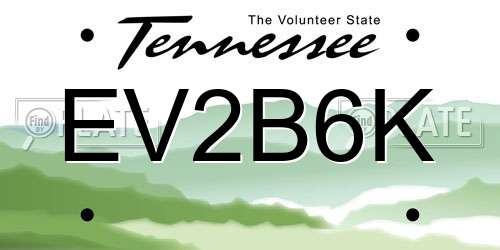 EV2B6K Tennessee License Plate