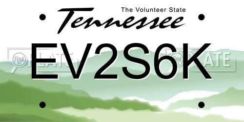 EV2S6K Tennessee License Plate