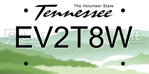 EV2T8W Tennessee License Plate