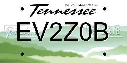 EV2Z0B Tennessee License Plate