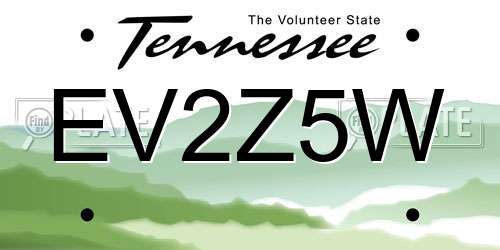 EV2Z5W Tennessee License Plate