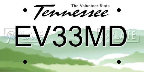 EV33MD Tennessee License Plate