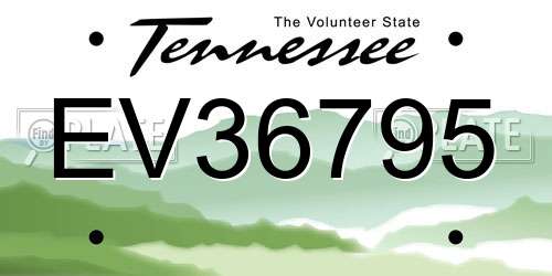 EV36795 Tennessee License Plate