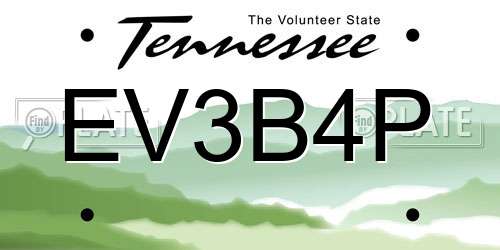 EV3B4P Tennessee License Plate