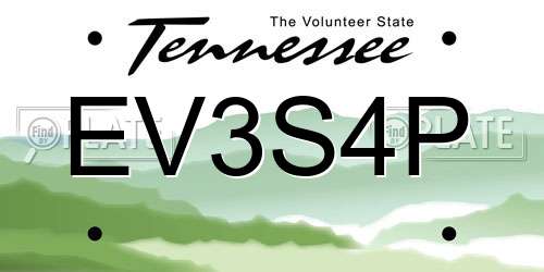 EV3S4P Tennessee License Plate