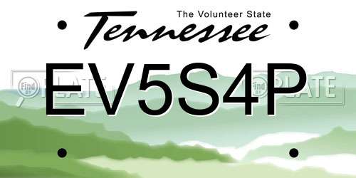 EV5S4P Tennessee License Plate